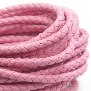 인조가죽 매쉬끈 (4mm, 5mm, 6mm) No.17 핑크,가죽 4줄꼬임끈
